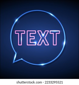 big blue neon circle bubble with your pink text template for sign tag message or social media status. 