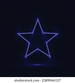 Big Blue Neon Star on f blue stars background.Dance Big Star.Stars Background