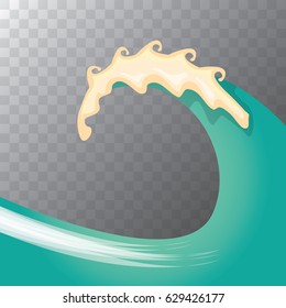 Big blue ocean wave isolated on background. Vector abstract ocean wave design element for travel posters and banners