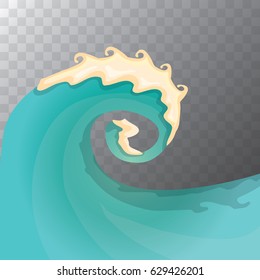 Big blue ocean wave isolated on background. Vector abstract ocean wave design element for travel posters and banners