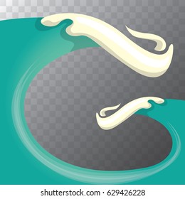 Big blue ocean wave isolated on background. Vector abstract ocean wave design element for travel posters and banners