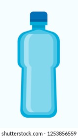 Big blue plastic bottle of fresh potable water. Cool refreshing beverage in simple spacious universal container with small cap for tightness isolated cartoon vector illustration on white background.