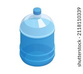 Big blue plastic water bottle for cooler isometric icon vector illustration