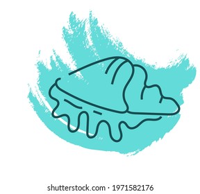 Big blue seashell, icon illustration, vector on white background