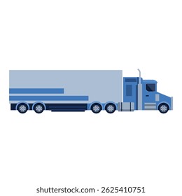 Caminhão de semirreboque azul grande está transportando mercadorias no prazo