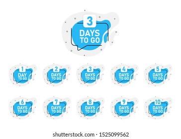Big blue set of number of days left to go. Set of vector emblems.
