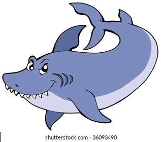Big blue shark - vector illustration.