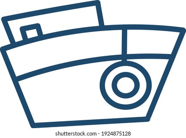 Gran nave azul, ilustración, vector sobre fondo blanco.