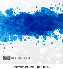 Big blue splash on white glowing background. Vector illustration. 