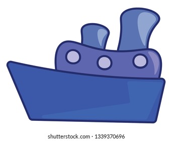 A big blue toy ship great for kids entertainment vector color drawing or illustration 