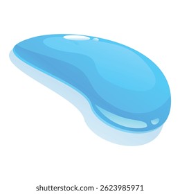 Big blue water drop is creating a puddle on a white background