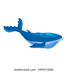 Big Blue Whale aquatic animal. Vector illustration cartoon hand draw style