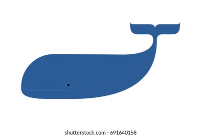 Big blue whale icon. Vector illustration