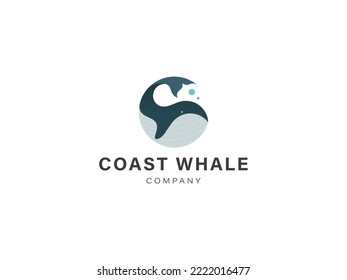 big and blue whale logo design for business or company