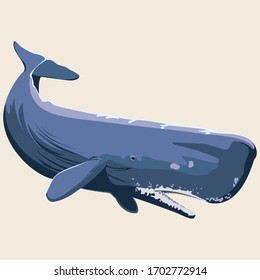 Big Blue Whale Vector illustration.