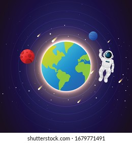 Big blue world in the space vector with astorot.