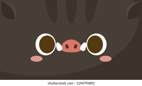 Big boar face wallpaper. Vector illustration.