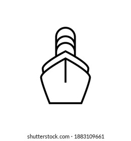 Big boat in front view icon in flat black line style, isolated on white background