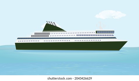 Big boat in sea. vector