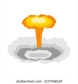 Große Bombenexplosion auf dem Boden, explosionsProjektil, Illustration zum Konzept der Kriegszerstörung einzeln auf weißem Hintergrund