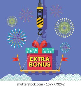 Big Bonus gift box, illustration vector cartoon