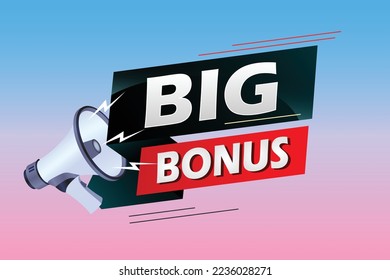 Big bonus word concept vector illustration with megaphone and 3d style, landing page, template, ui, web, mobile app, poster, banner, flyer, background, gift card, coupon, label, wallpaper