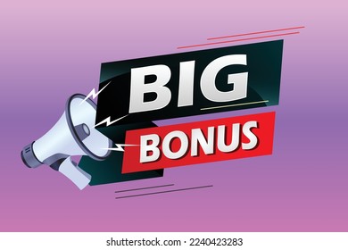 Big bonus word concept vector illustration with megaphone and 3d style, landing page, template, ui, web, mobile app, poster, banner, flyer, background, gift card, coupon, label, wallpaper