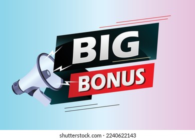 Big bonus word concept vector illustration with megaphone and 3d style, landing page, template, ui, web, mobile app, poster, banner, flyer, background, gift card, coupon, label, wallpaper