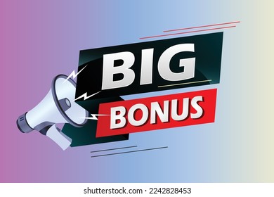 Big bonus word concept vector illustration with megaphone and 3d style, landing page, template, ui, web, mobile app, poster, banner, flyer, background, gift card, coupon, label, wallpaper