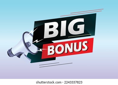 Big bonus word concept vector illustration with megaphone and 3d style, landing page, template, ui, web, mobile app, poster, banner, flyer, background, gift card, coupon, label, wallpaper