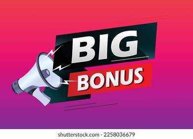 Big bonus word concept vector illustration with megaphone and 3d style, landing page, template, ui, web, mobile app, poster, banner, flyer, background, gift card, coupon, label, wallpaper