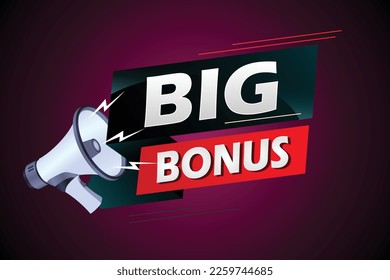 Big bonus word concept vector illustration with megaphone and 3d style, landing page, template, ui, web, mobile app, poster, banner, flyer, background, gift card, coupon, label, wallpaper