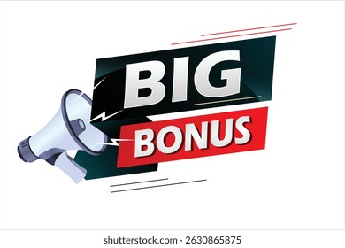 Big bonus word concept vector illustration with megaphone and 3d style, landing page, template, ui, web, mobile app, poster, banner, flyer, background, gift card, coupon, label, wallpaper	
