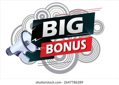 Big bonus word concept vector illustration with megaphone and 3d style, landing page, template, ui, web, mobile app, poster, banner, flyer, background, gift card, coupon, label, wallpaper 