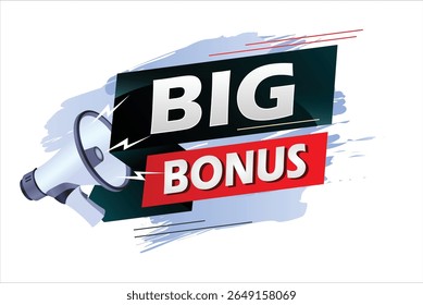 Big bonus word concept vector illustration with megaphone and 3d style, landing page, template, ui, web, mobile app, poster, banner, flyer, background, gift card, coupon, label, wallpaper 