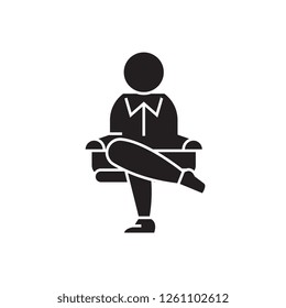 Big boss black vector concept icon. Big boss flat illustration, sign