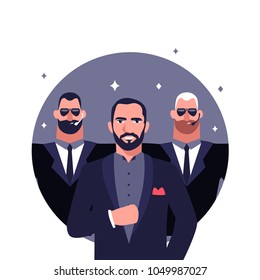 big boss and bodyguards flat illustration design