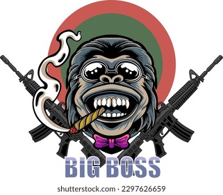 Big boss monkey vector illustration design