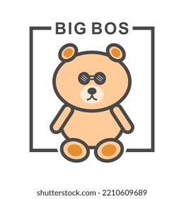 Oso de peluche de gran jefe aislado de fondo blanco.
