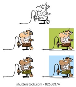 Big Boss With A Whip In His Hand.Vector Collection