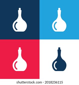 Gran Botella azul y rojo cuatro colores conjunto de iconos mínimo