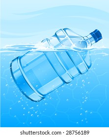 big bottle with clean blue water drink swimming - vector illustration