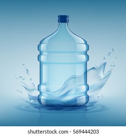 Big bottle with clean water. Plastic container for the cooler. Stock vector illustration.