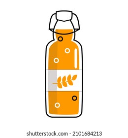 Big bottle of craft beer Outline illustration on white background.