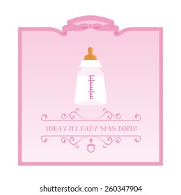 Big bottle full of milk to announce the birth of a beautiful baby girl