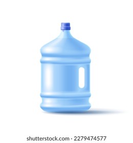 Big bottle with a handle for drinking water 3D. Plastic reusable container for fresh water, water brand advertising. Isolated image on white background.