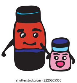 a big bottle holding a small bottle like a family