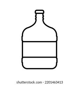 Big bottle icon. Black contour linear silhouette. Front side view. Editable strokes. Vector simple flat graphic illustration. Isolated object on a white background. Isolate.