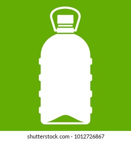 Big bottle icon white isolated on green background. Vector illustration