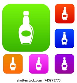 Big bottle set icon color in flat style isolated on white. Collection sings vector illustration